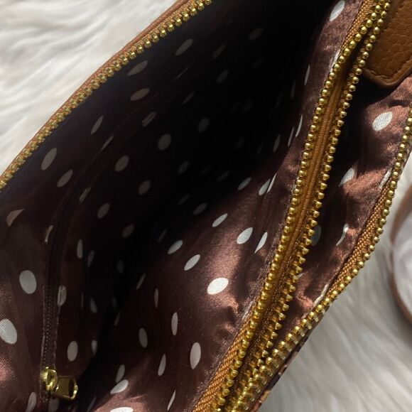 Crocodile Polka Dot Faux Leather Fashion Crossbody Purse Brown and Gold - Picture 6 of 6